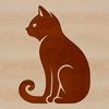 Whimsical Witch's Familiar in Flight A witch's cat on a broomstick over a spooky landscape