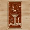 Magical Spellbook Illustration A mystical illustration of a witch's spellbook with tarot cards and various magical symbols.
