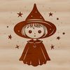 A mystical illustration of a witch standing in front of a cauldron, surrounded by magical symbols and potions.