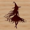 A mystical silhouette of a witch practicing magic under the full moon.