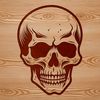 Skull and Symbols Graphic Art A dark gothic witch surrounded by mystical symbols, with a skull at her feet.