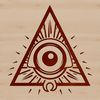Witchcraft Emblem with the Eye of Providence Illustrated witchcraft symbol featuring the Eye of Providence in a gothic design.