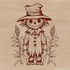 Witch in Cornfield SVG Illustration A witch stands in a cornfield amidst autumnal foliage, surrounded by cobwebs and mysterious symbols.