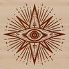 Mystical Eye Icon in Gothic Style Illustration of a mystical eye surrounded by occult symbols in a gothic style.