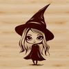 Witchcraft Symbolism Vector Art A young witch stands in front of a mystical background, surrounded by magical symbols, preparing to cast a spell.