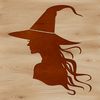 Magical Witch Figure Vector Art Gothic witch silhouette with pointed headscarf and broomstick, ideal for Halloween decorations or vector art designs.