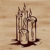 Mystical Cauldron Scene A vector illustration of a witch's cauldron surrounded by candles and mysterious herbs, suitable for Halloween decorations.