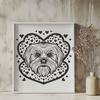 Sweet Havanese Dog Vector Art A small breed dog with a sweet expression, designed as vector art featuring love hearts on its head.