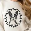 Cute Dog Clip Art with Love Hearts Vector illustration of a Boston Terrier dog with love hearts incorporated into its design.
