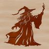 A medieval-style wizard character with pointed hat and staff, suitable for fantasy-themed projects.