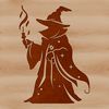 A fantastical illustration of a wizard, depicted in a traditional fairy tale style with magic and fantasy elements.