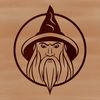 Fantasy Wizard Illustration Vector Art A fantasy illustration of a wizard with a pointed hat on his head, evoking a sense of magic and enchantment.