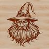 Fantasy Wizard Illustration A digital illustration of a wizard with a pointed hat and long white beard, suitable for fantasy-themed designs.
