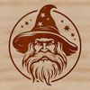 Magical Portrait Illustration A fantasy wizard's head is depicted in this vector illustration.