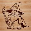 Magical Medieval Wizard Vector Image A medieval-style wizard with a pointed hat and long beard, surrounded by magical elements, in a vector format.