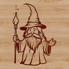 Magical Robes and Staff Icon A fantasy character dressed in traditional robes, holding a staff, surrounded by mystical symbols.