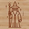 Wizard Illustration - Fantasy Magic Character Art A simple line drawing of a wizard character from a fairy tale, suitable for magic and fantasy themes.