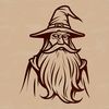Magical Headpiece Illustration A stylized illustration of a wizard's head with magical elements surrounding it.