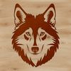 Wolf Head Design Vector Graphic A detailed illustration of a wolf's head, featuring sharp facial features and fur texture.