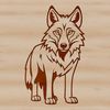 SVG Art of a Standing Wolf A wolf standing on a grassy plain with minimal background elements.