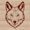 Beautiful Wolf Silhouette with Texture A vector illustration of a wolf's head with intricate details and textures, suitable for digital design.
