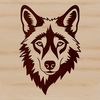 Wild Wolf Face SVG Vector Design An isolated vector graphic design featuring a realistic depiction of a wild animal's face with distinctive markings.