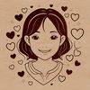 Beautiful Female Silhouette with Hearts A stylized illustration of a female figure with love hearts surrounding her.