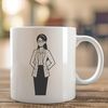 Elegant Educator SVG Image A female teacher standing in front of a whiteboard, surrounded by educational materials.