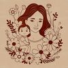 Beautiful Female Silhouette with Floral Elements An illustration of a woman surrounded by flowers, representing a mother or female figure.