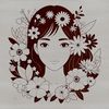 Floral Fashion Illustration A realistic illustration of a woman in a floral patterned dress.