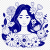 Floral Beauty Icon A vector illustration of a woman surrounded by floral elements.