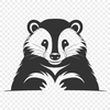 Close-Up Vector Image of a Badger's Fur A close-up illustration of a badger's distinctive white stripes and black fur, suitable for use in digital designs.