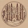 Free Vector Forest Scene Artwork A digital representation of a forest landscape with trees, depicting foliage and shaded areas.
