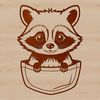 A detailed vector illustration of a raccoon's face with distinctive markings.