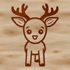 A simple line drawing of a doe in a natural setting.