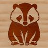 Customizable Badger SVG Template A detailed illustration of a badger, suitable for digital cut-out and custom designs.