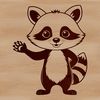 A cartoon-style racoon graphic created using SVG technology.
