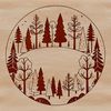 Vector Lush Woodland Scene A detailed vector illustration of a lush forest with multiple trees, perfect for graphic design projects.