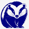 Badger Face Illustration A detailed illustration of a wild animal's face, specifically a badger's distinctive features.