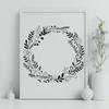 SVG Floral Clip Art Wreath A floral wreath design created as a vector art template, suitable for use with cutting machines and editing software.