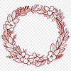 Interlocking Floral Garland A floral wreath design made from interlocking flowers and leaves in a circular pattern.