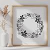 A floral wreath design created as a scalable vector graphic, ideal for cutting machine projects or printing.