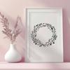 Floral Wreath Vector Art for Cutting Machines A floral wreath design made with vector lines and curves, suitable for digital cutting machines and laser cutters.