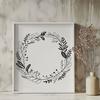 Intricate Wreath Illustration in Vector Format A floral wreath design made from intricately connected flowers and leaves.