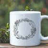 Beautiful Hand-Drawn Wreath Clip Art A floral wreath design made from intricately drawn vector lines and shapes.