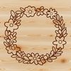 A floral wreath design made from intricately drawn vector shapes.