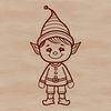 A small Christmas elf standing with a festive hat and holding a gift, suitable for vector design and craft projects.