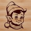 Mischievous Christmas Sprite A small, mischievous-looking Christmas elf with pointed ears and a hat.