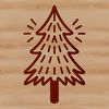 A minimalist illustration of a traditional Christmas tree with simple lines and geometric shapes.