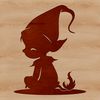 Vector Christmas Design Elf Icon A small, smiling Christmas elf silhouette sitting on a stool, ideal for vector art design in various formats.